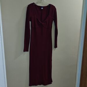 Old Navy Deep Red Long Sleeve Dress